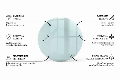 Piano tavolo rotondo in materiale trasparente