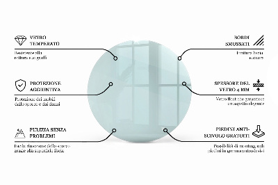 Piano tavolo rotondo in materiale trasparente