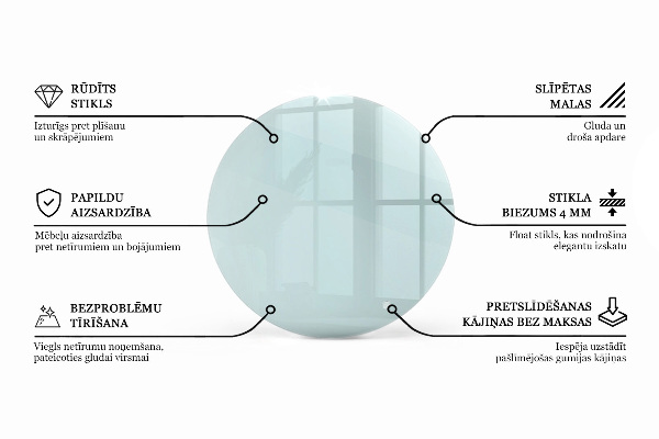 Piano tavolo rotondo in materiale trasparente