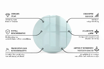 Piano tavolo rotondo in materiale trasparente