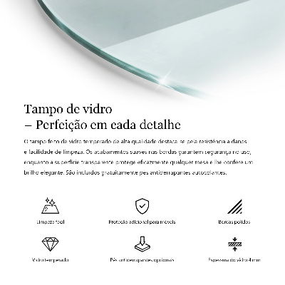 Piano tavolo rotondo in materiale trasparente