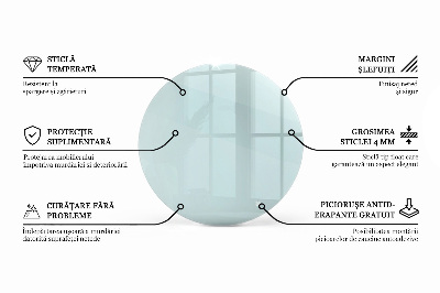 Piano tavolo rotondo in materiale trasparente