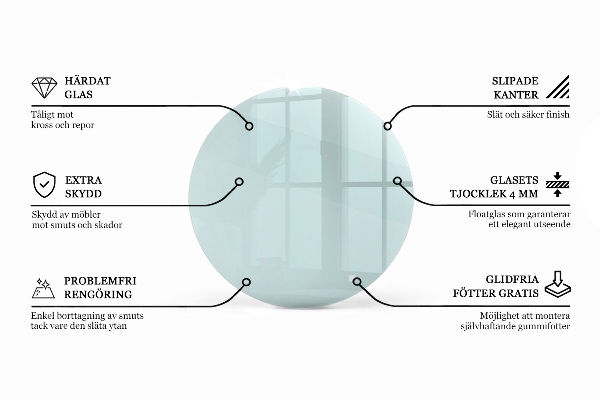 Piano tavolo rotondo in materiale trasparente