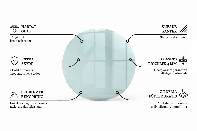 Piano tavolo rotondo in materiale trasparente