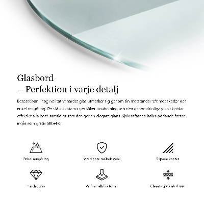 Piano tavolo rotondo in materiale trasparente