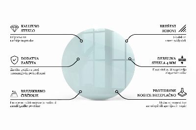 Piano tavolo rotondo in materiale trasparente