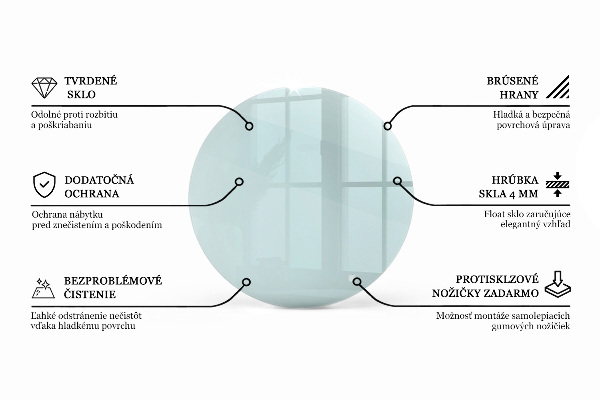 Piano tavolo rotondo in materiale trasparente