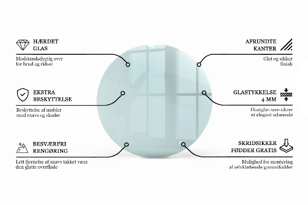 Piano tavolo rotondo in materiale trasparente
