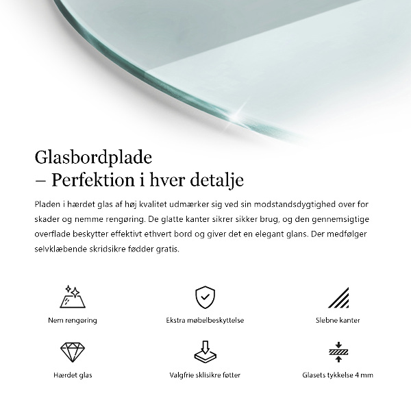 Piano tavolo rotondo in materiale trasparente