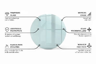 Piano tavolo rotondo in materiale trasparente