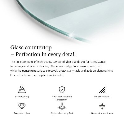 Piano tavolo rotondo in materiale trasparente