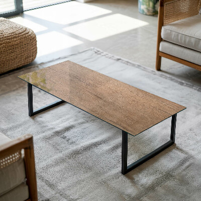 Piano in vetro per tavolo rettangolare con finitura effetto legno naturale