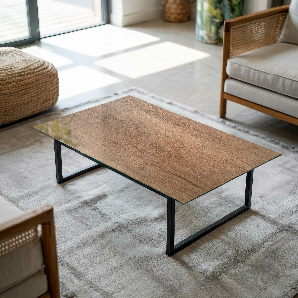 Piano in vetro per tavolo rettangolare con finitura effetto legno naturale