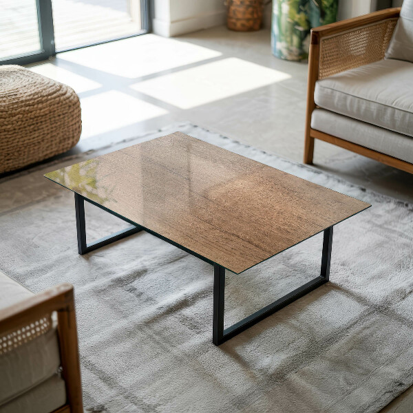 Piano in vetro per tavolo rettangolare con finitura effetto legno naturale