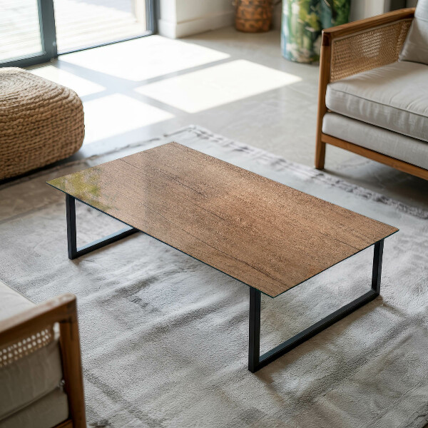 Piano in vetro per tavolo rettangolare con finitura effetto legno naturale