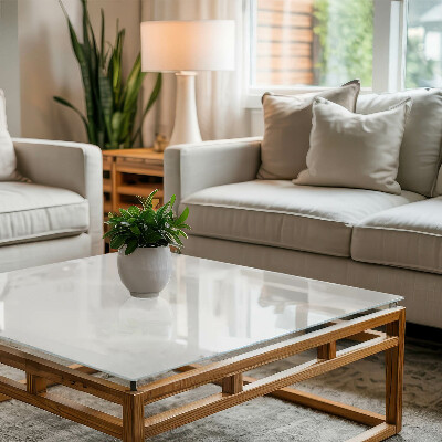 Piano in vetro per tavolo rettangolare in bianco puro