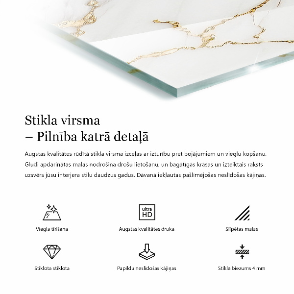 Piano in vetro per tavolo rettangolare in bianco puro