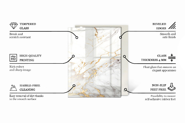 Piano in vetro per tavolo rettangolare in bianco puro