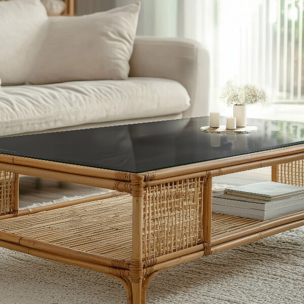 Piano in vetro per tavolo rettangolare in tinta unita nera