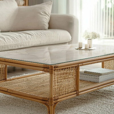 Piano in vetro per tavolo rettangolare con una grafica effetto marmo