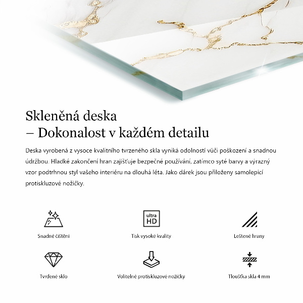 Piano in vetro per tavolo rettangolare con graffi sulla superficie effetto cemento