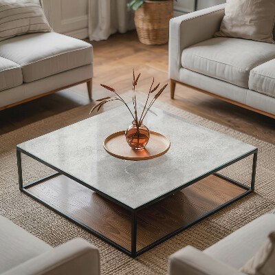 Piano in vetro per tavolo rettangolare con graffi sulla superficie effetto cemento