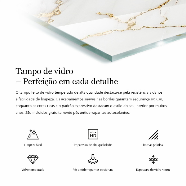 Piano in vetro per tavolo rettangolare con motivo forestale elegante