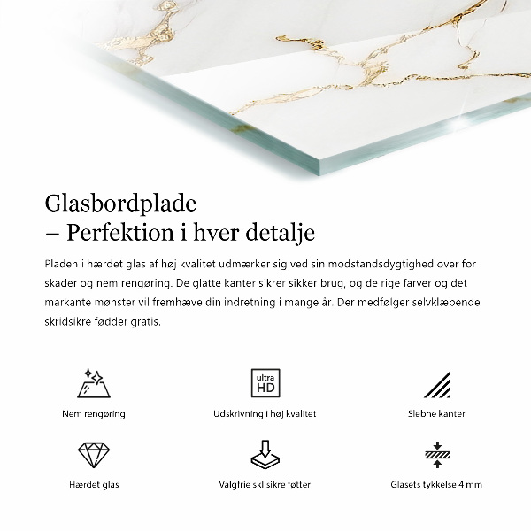 Piano in vetro per tavolo rettangolare con motivo forestale elegante