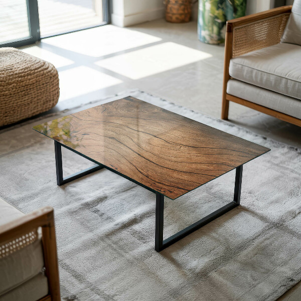 Piano in vetro per tavolo rettangolare con motivo forestale elegante