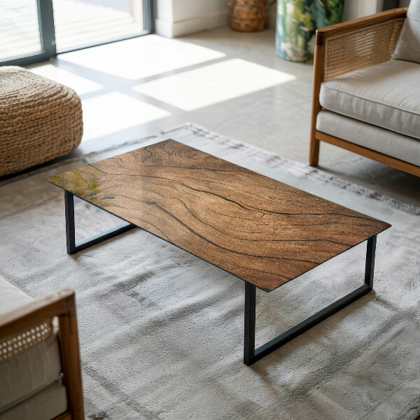 Piano in vetro per tavolo rettangolare con motivo forestale elegante