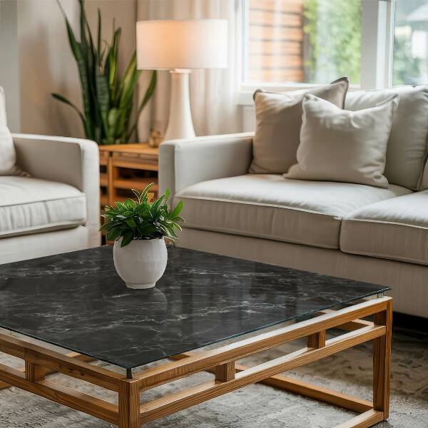 Piano in vetro per tavolo rettangolare con finitura effetto marmo dalle venature delicate