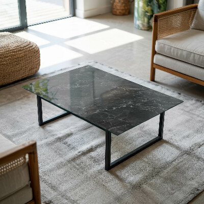 Piano in vetro per tavolo rettangolare con finitura effetto marmo dalle venature delicate