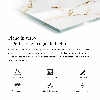 Piano in vetro per tavolo rettangolare con motivo a trama di pietra