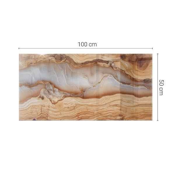 Piano in vetro per tavolo rettangolare con finitura in legno abbinata a resina