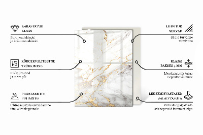 Piano in vetro per tavolo rettangolare con venature marmoree nel design