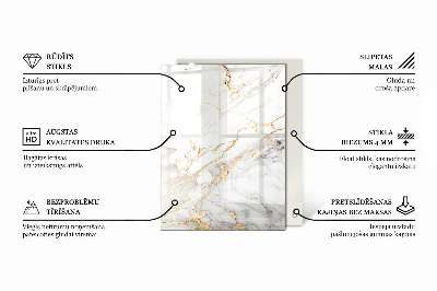 Piano in vetro per tavolo rettangolare con venature marmoree nel design