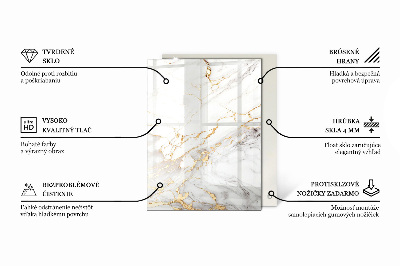 Piano in vetro per tavolo rettangolare con venature marmoree nel design