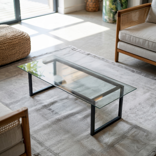 Piano in vetro per tavolo rettangolare in vetro temperato trasparente