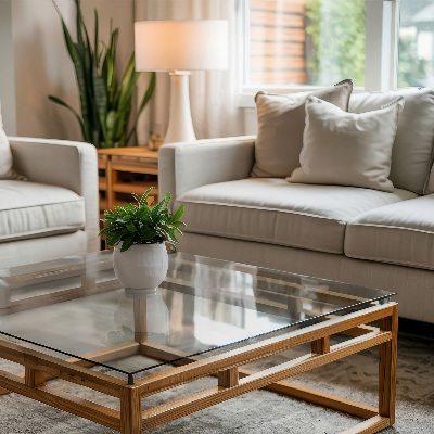 Piano in vetro per tavolo rettangolare in vetro temperato trasparente