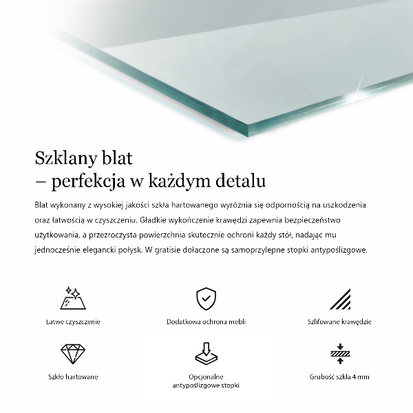 Piano in vetro per tavolo rettangolare in vetro temperato trasparente