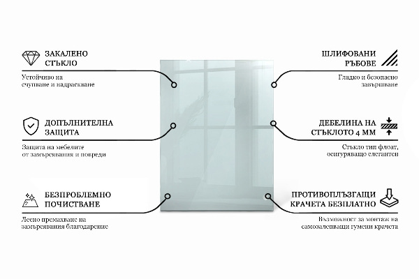 Piano in vetro per tavolo rettangolare in vetro temperato trasparente