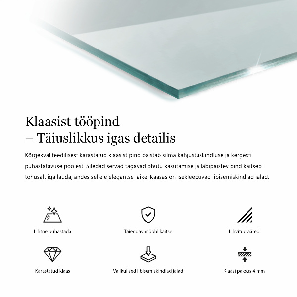 Piano in vetro per tavolo rettangolare in vetro temperato trasparente