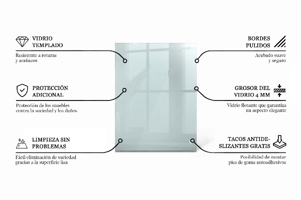 Piano in vetro per tavolo rettangolare in vetro temperato trasparente