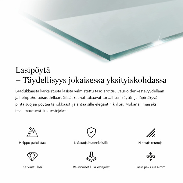 Piano in vetro per tavolo rettangolare in vetro temperato trasparente