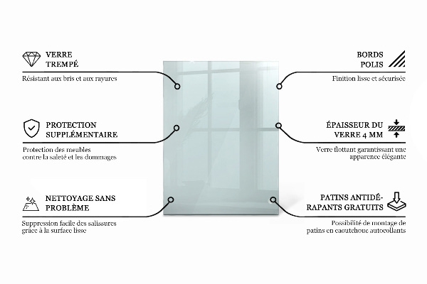 Piano in vetro per tavolo rettangolare in vetro temperato trasparente
