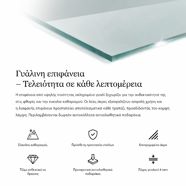 Piano in vetro per tavolo rettangolare in vetro temperato trasparente