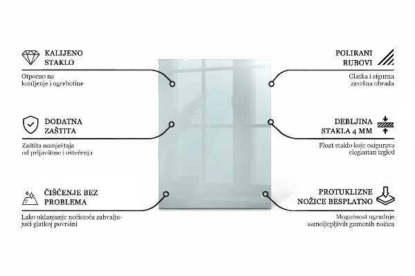 Piano in vetro per tavolo rettangolare in vetro temperato trasparente