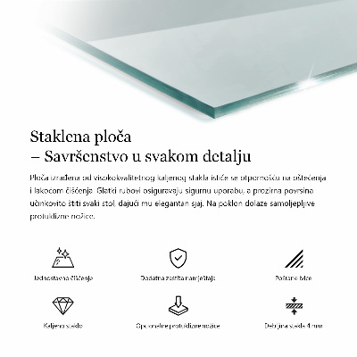 Piano in vetro per tavolo rettangolare in vetro temperato trasparente