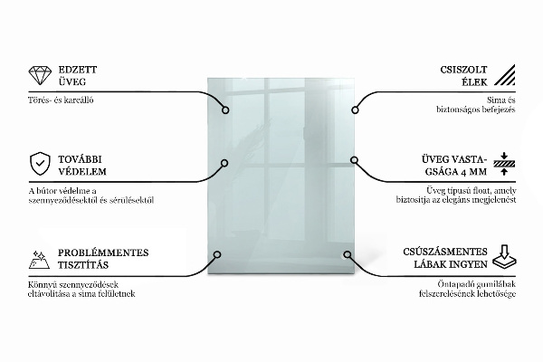 Piano in vetro per tavolo rettangolare in vetro temperato trasparente