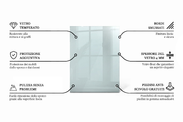 Piano in vetro per tavolo rettangolare in vetro temperato trasparente